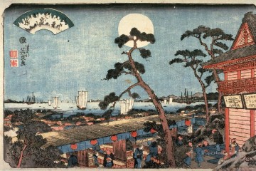  luna - Luna de otoño sobre la colina Atago Atagosan no aki no tsuki de la serie ocho vistas de edo 1846 Keisai Eisen Ukiyoye